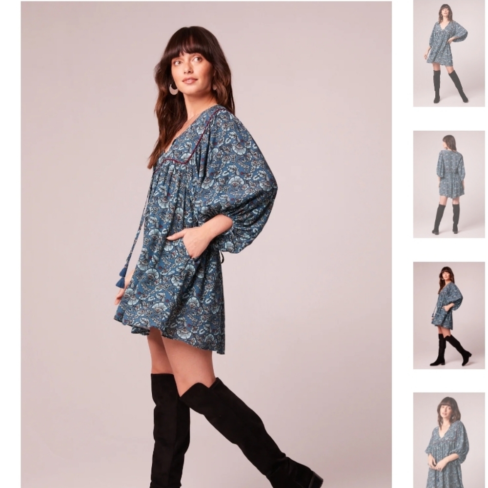 NWT Band Of The Free Mallory Teal Boho Dress Large